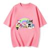 2026 New Sanrio Characters Rainbow Cartoon Print Tshirt Family Matching Outfits Casual Short Sleeve Tee for Women Unisex Kids Tees