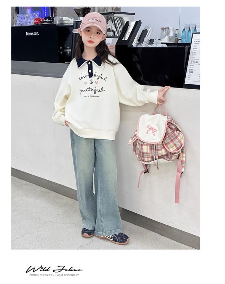 Vielseitiges Mädchen-Sweatshirt mit stilvollem Polokragen - Herbst- und Frühjahrsmode