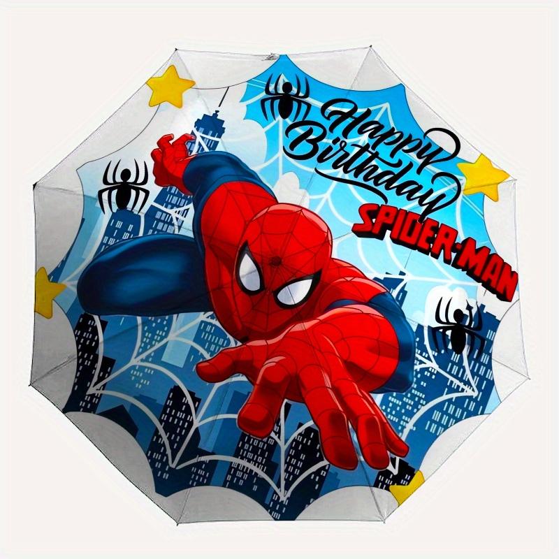 Spider-Man,Birthday,Web Theme Automatic Compact Folding Cute Umbrella - Portable and Durable, 8-Bone Iron Umbrella for All Weather0707059