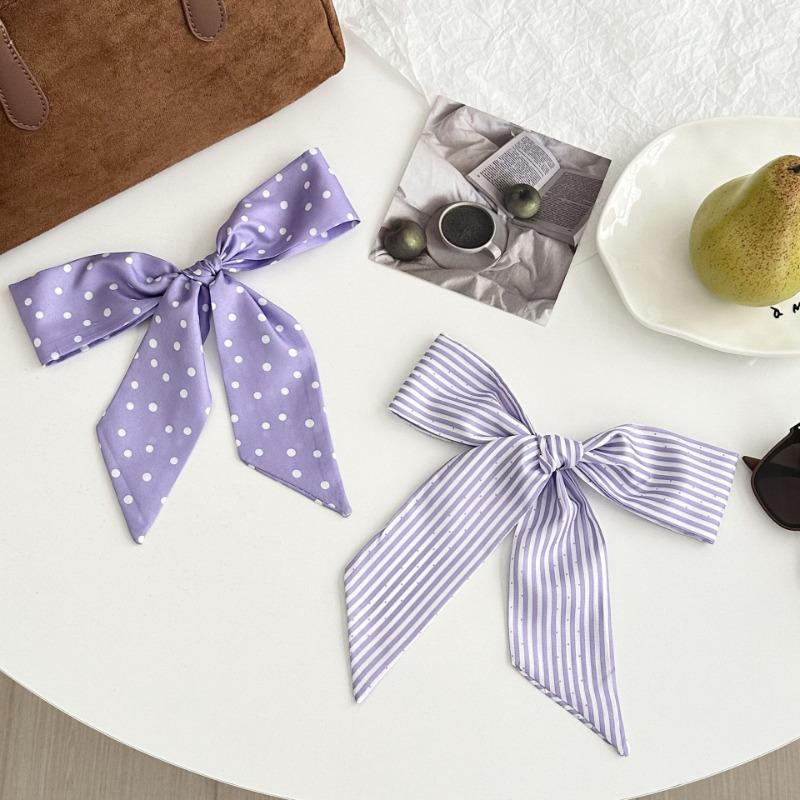 Purple long silk scarf, new polka dot scarf, headscarf tied hair band, bag tied streamer, decorative small scarf, belt.