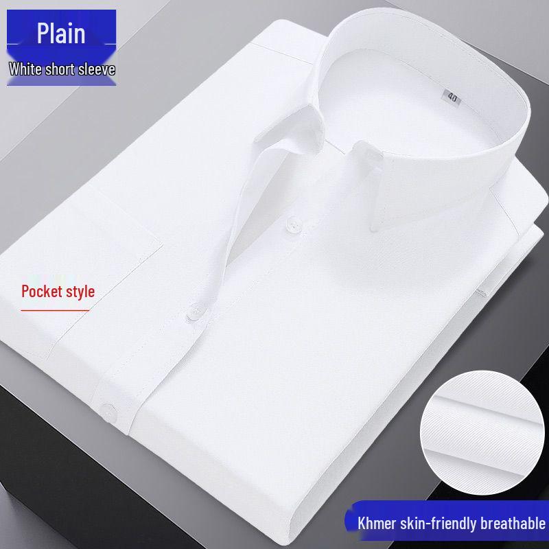 Men's Blue Long-Sleeve Business Shirt - Spring/Autumn Professional Workwear with Pocket Style