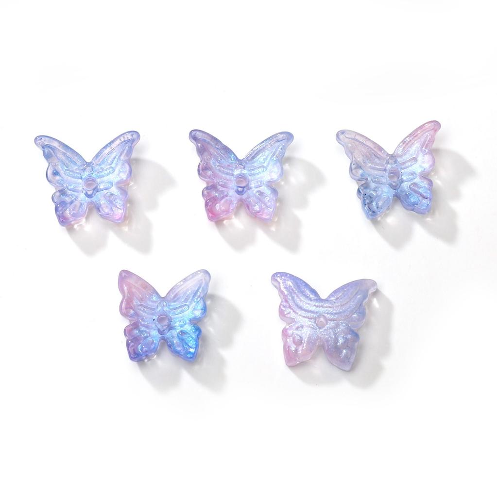 10 ks Skleněné motýlkové korálky s ocáskem Volné distanční korálky pro výrobu šperků DIY Náramek Náhrdelník