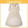 Medieval Victorian Womens Off Shoulder Dress With Linen Fabric For Halloween Renaissance Fair Performances