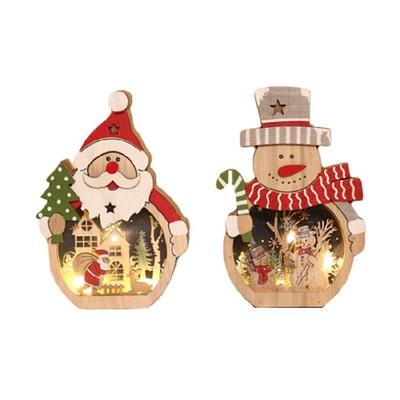 Beautiful Wooden Santa/Snowman Christmas Ornament Lighting Artificial Furnishing