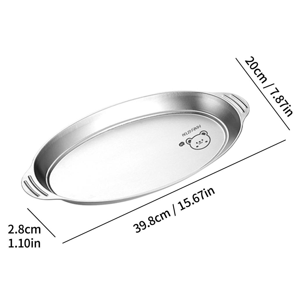 304 Stainless Steel Dinner Plate Home Steaming Fish Plate Oval Serving Platter Thickened Snack Dessert Food Plates Oven Safe N