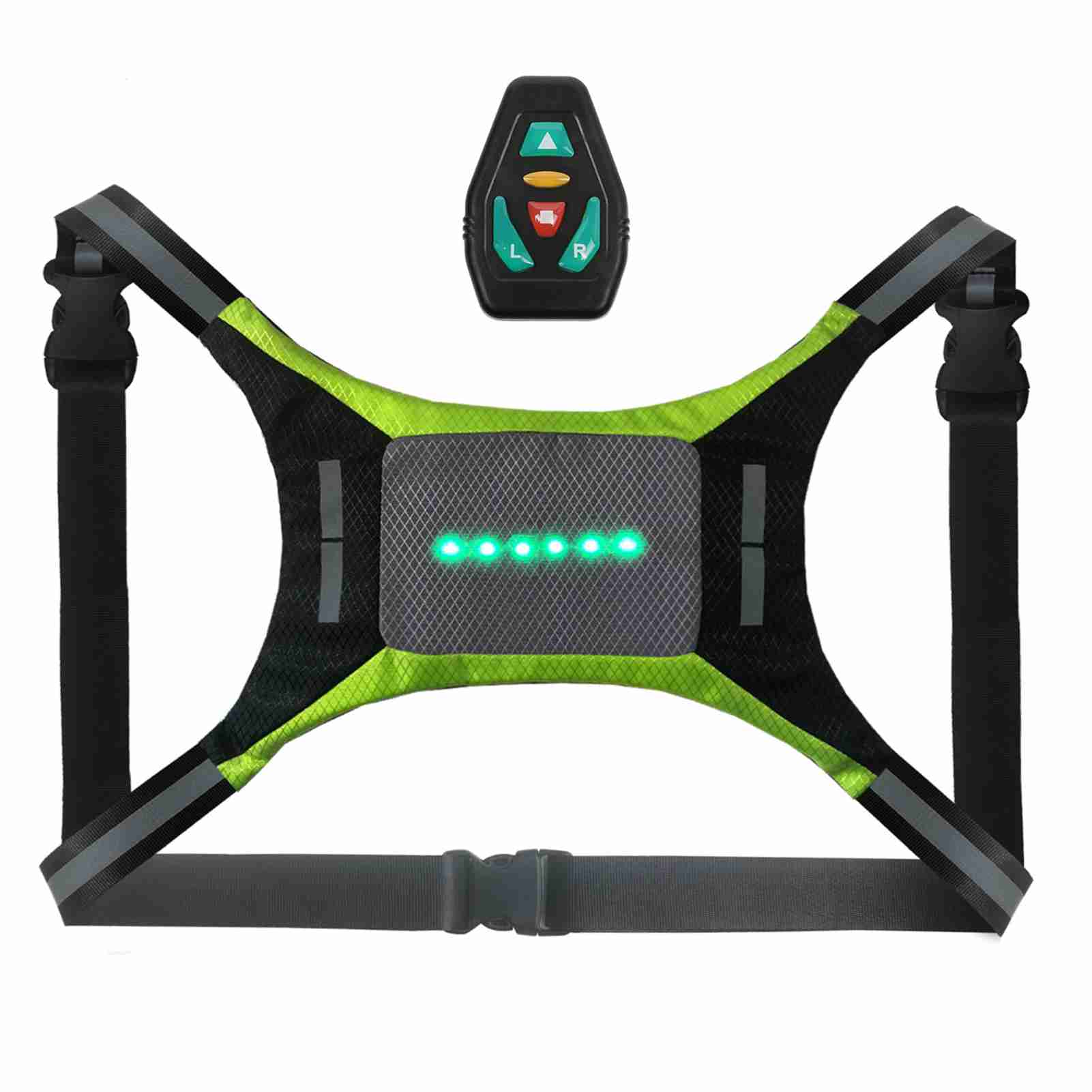 

LED Reflective Vest USB Rechargeable Remote Control Turn Signal Light Vest Bicycle Warning Vest