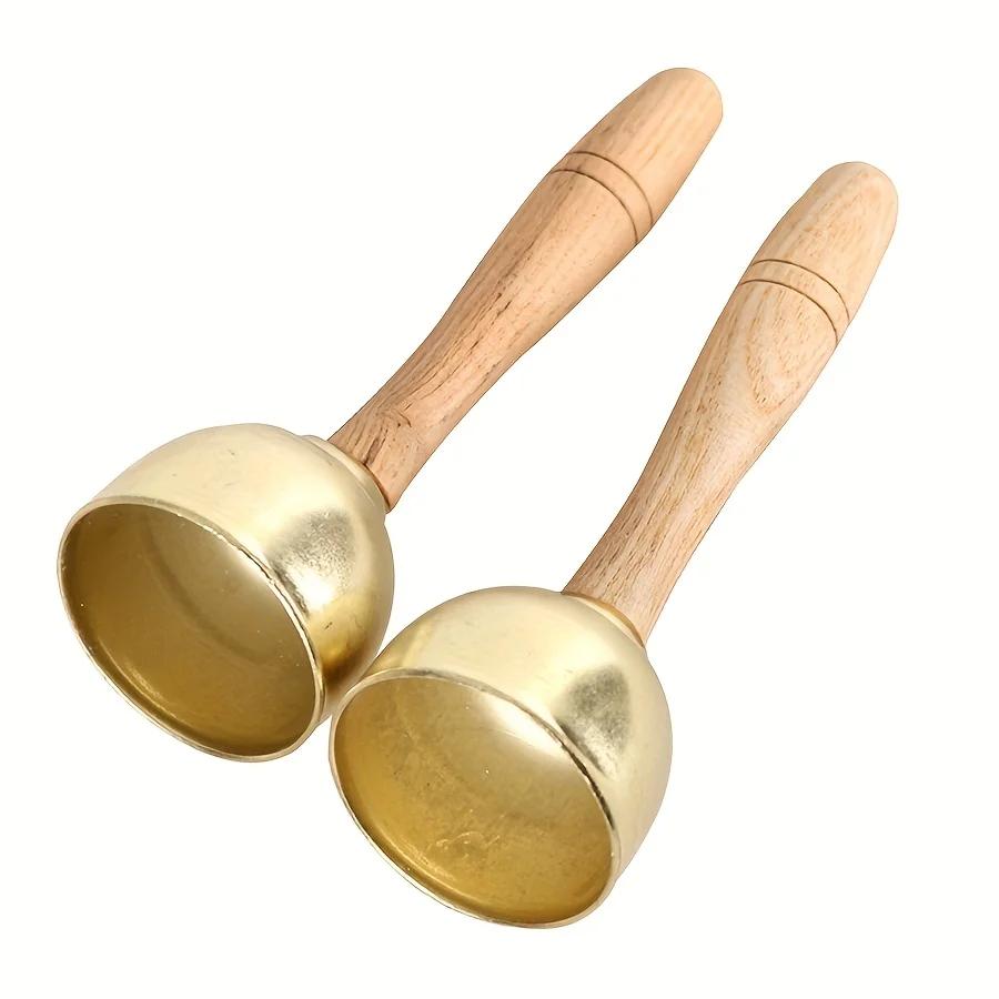 2pcs Hand Bells with Wooden Handle Handheld Bells Percussion Music Instrument for Wedding Game Party Decor ZSY