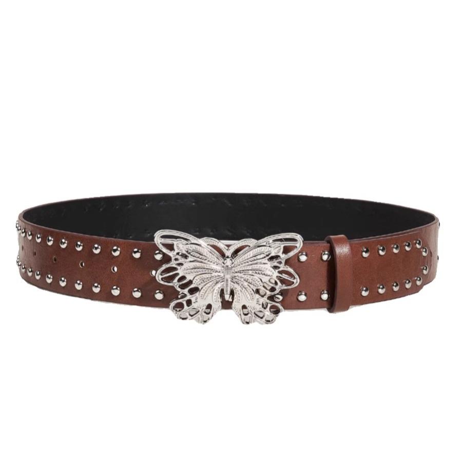 Women's Retro Hollow Butterfly Leather Waist Belt - Versatile Fashion Accessory for Jeans