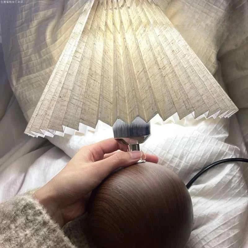 LED Table Lamp Nordic Pleated Fabric Tricolour Light US/EU For Living Room Home Bedroom Atmosphere Decoration LED Night Light