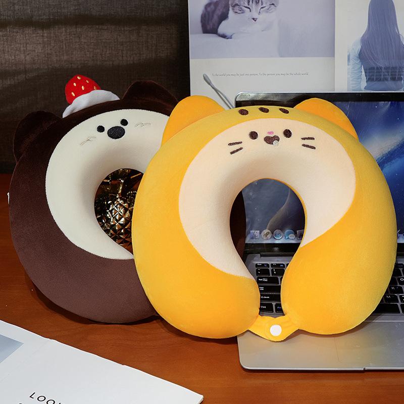 Cartoon Animal Cat U-Shaped Pillow Lunch Break Pillow Neck Pillow Office U-Shaped Pillow Girls Travel Convenient Neck Pillow