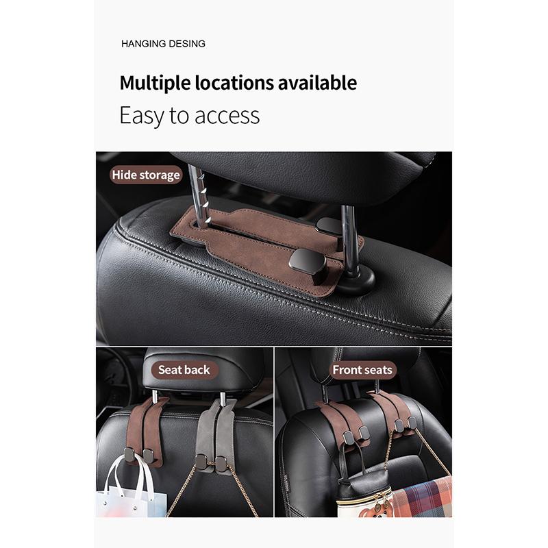 Car Seat Back Hook – Creative Suede-Finish Leather – Rear-Seat Storage & Organizer – Compact Interior Hook