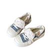 Floral denim blue platform canvas white shoes women's summer breathable thin student versatile tide shoes