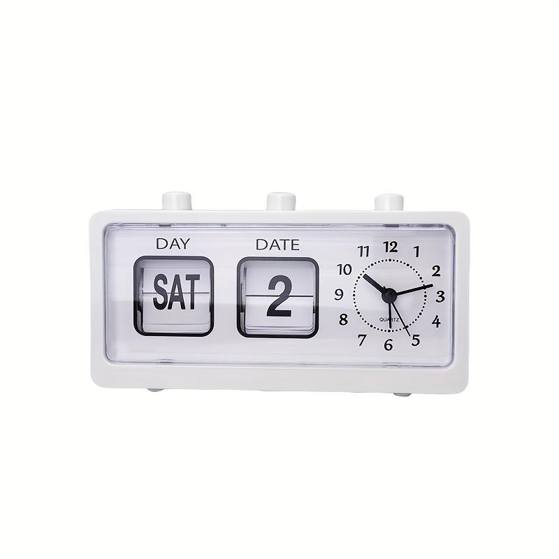 Silent Desktop Clock with Large Display, Black Background, White Numerals Hands Minimalist Clock Design, Plastic Frame Clock,for Home Office,Study