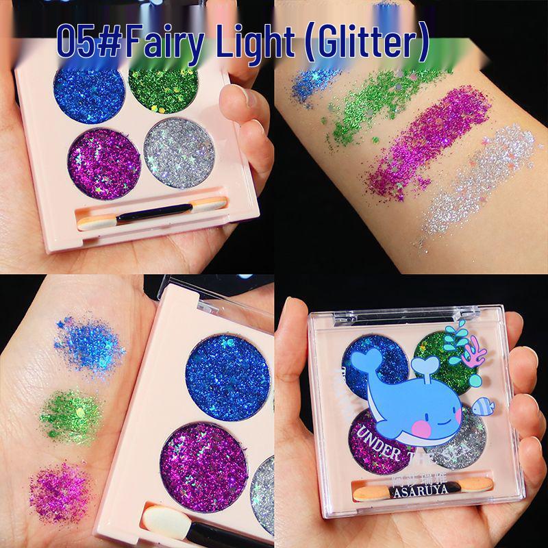 

Палетка четырехцветных теней для век с блестками Asha Ruiya - Суперсияющий кристальный макияж глаз