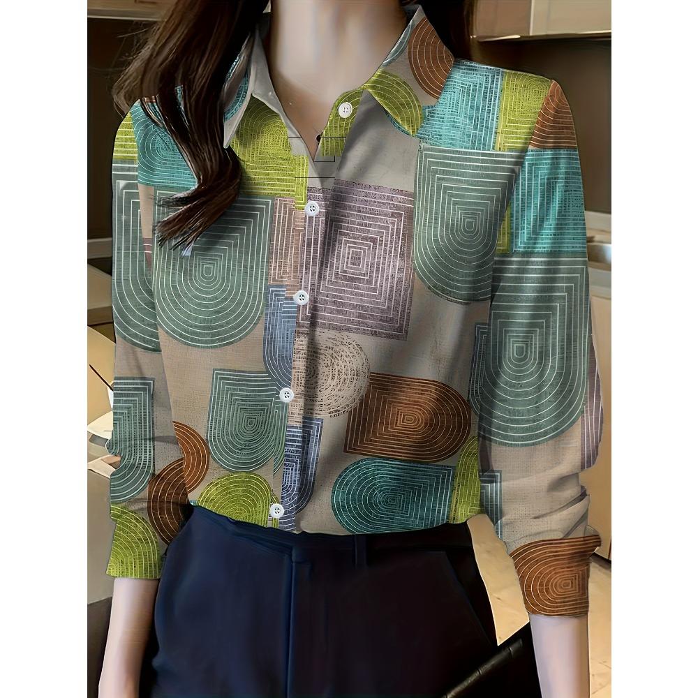 Boutique Ladies Lapel Button Shirt Elegant Temperament Long Sleeve Textured Design Shirt Ladies Daily Commuter Fashion Shirt