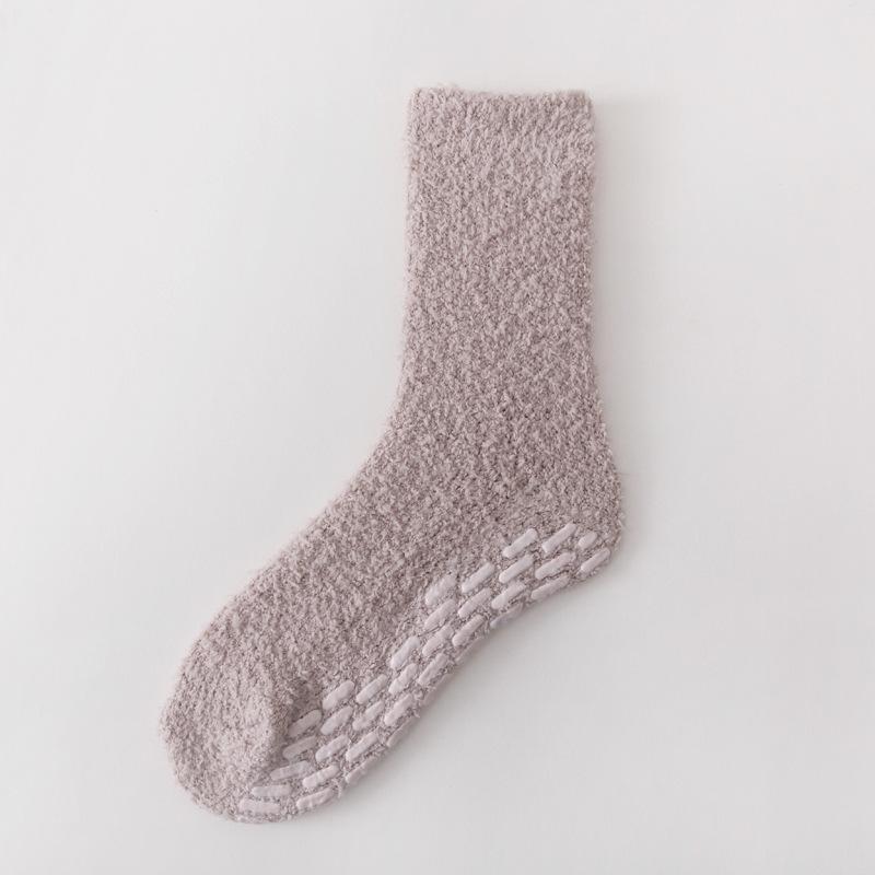 5/10 Paia Calzini Casual Autunnali Invernali Ispessiti Caldi in Pile Corallo per Donna Colore Unito Antiscivolo Senza Perdita di Pelo Calzini da Casa Casual a Mezza Gamba da Donna