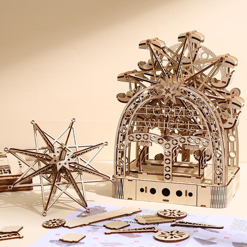 3D Ferris Wheel Hand-Crank Puzzle - Creative Educational Toy & Desktop Ornament for Kids