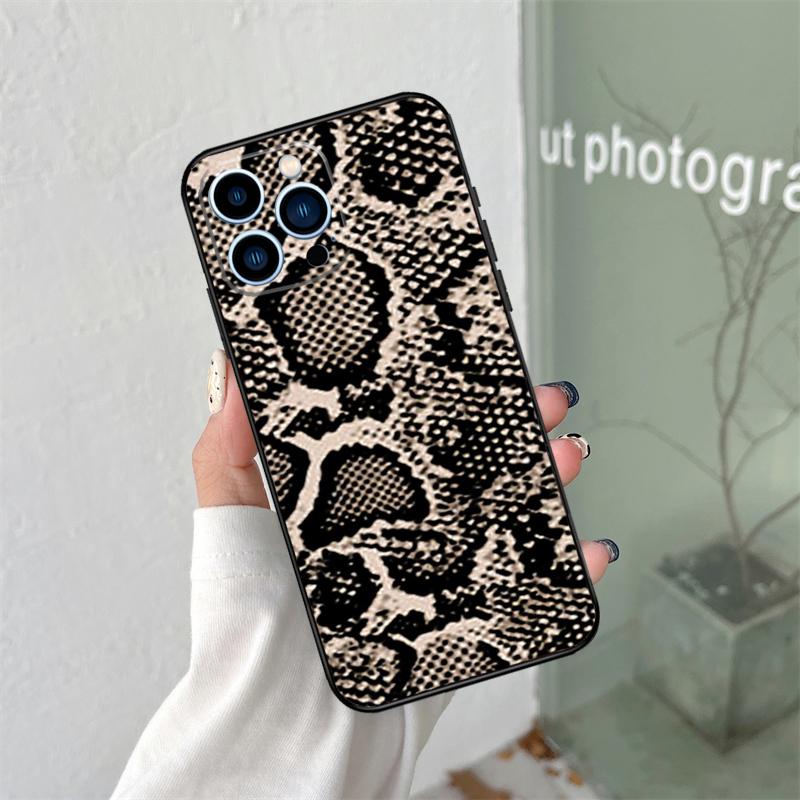 Snake Skin Print Case For iPhone 16 15 11 12 13 14 Pro Max Plus XS X XR 12 13 Mini Back Cover