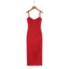 Summer new French romantic strap steel tray suspender long dress split sexy dress dress