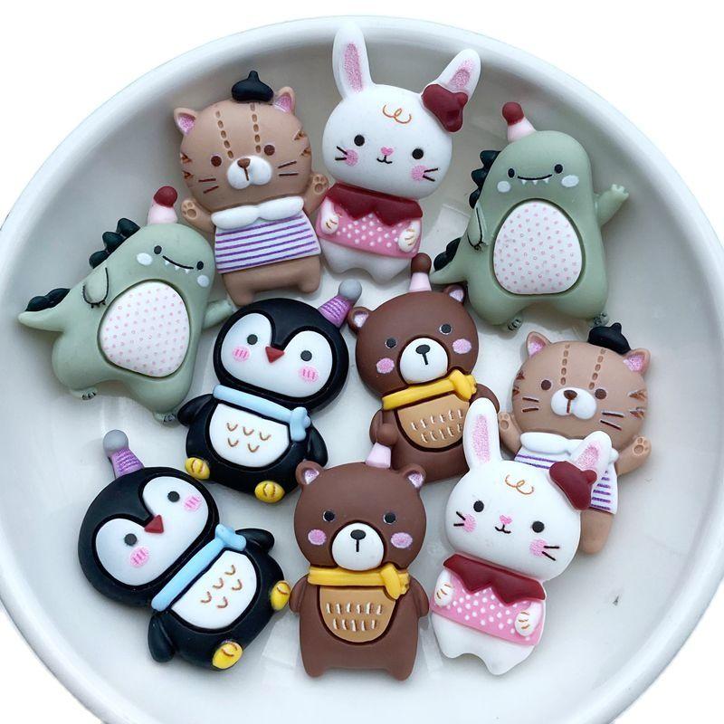 10Pcs New Cute Resin Mini Cartoon Animal Series Flat Back Scrapbooking DIY Jewelry Craft Decoration Accessories