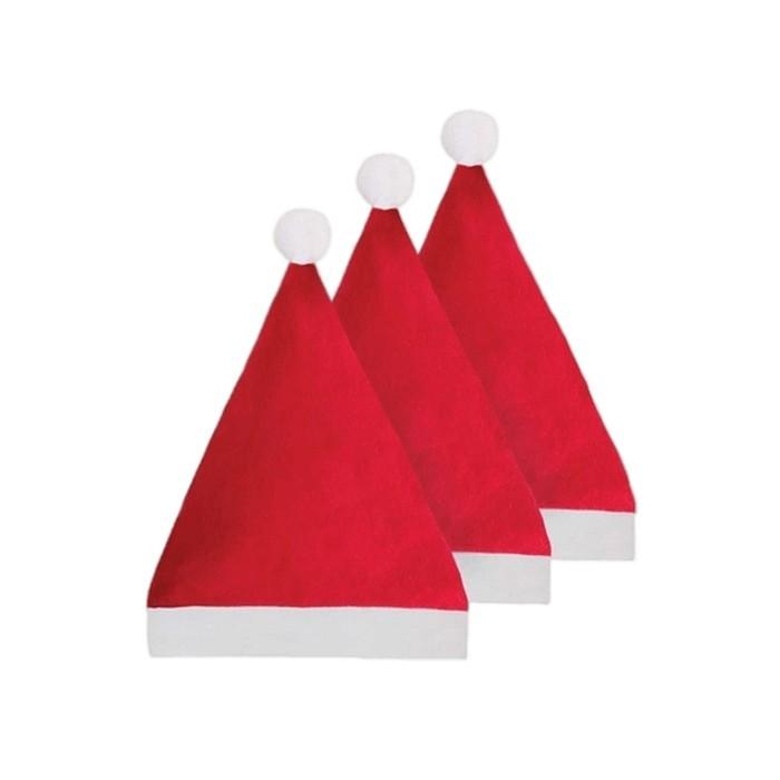 Festive Wonderland Plush Christmas Santa Hat (Pack of 3)
