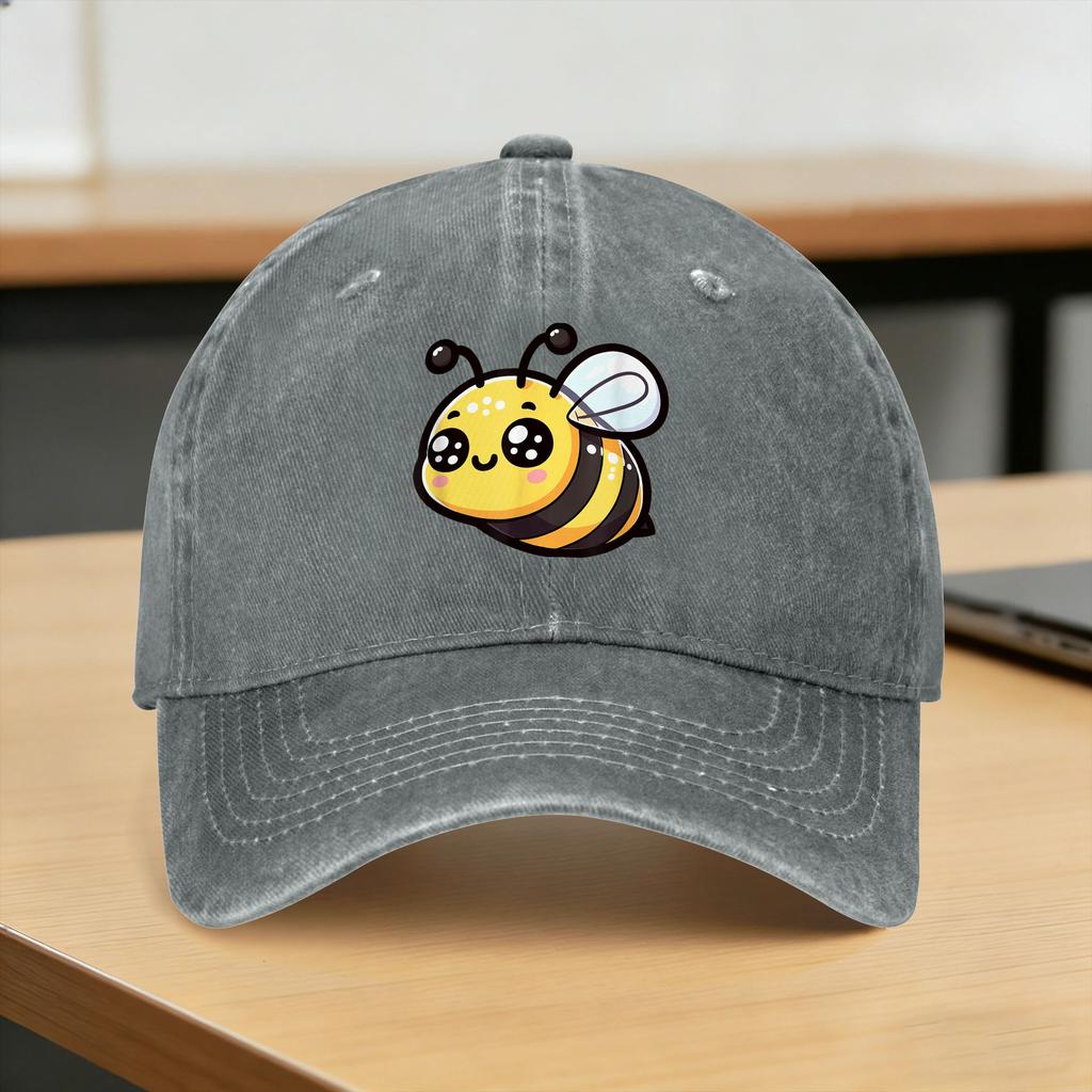 Joyful Cartoon Bee Cute Adorable Yellow Black Casual Baseball Cap For FeUnisex Unisex Summer Rock Trucker Hat Classic Snapback Cap
