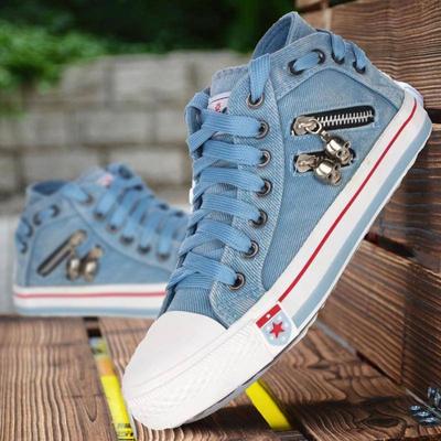 2021 Women Fashion Sneakers Denim Canvas Shoes Spring/Autumn Casual Shoes Trainers Walking Skateboard Lace-up Shoes Femmes