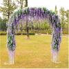 8pcs Artificial Flowers Silk Wisteria Vine Ratta Silk Hanging Flower Wedding Decor (Purple)