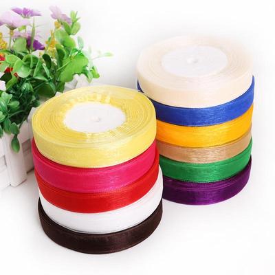50Yards Organza Silk Ribbon 15mm 50 Yards Chiffon Roll Sewing Fabric Accessorie Craft Gift Wrap