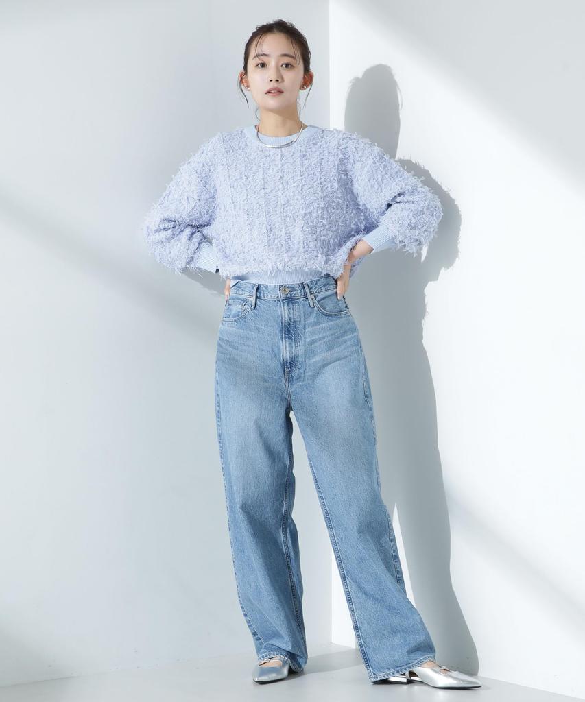 Nano Universe Tulle Mohair Knit Pullover be paired with other Size F Women's (Can items) (110), Blue, 669-5122304