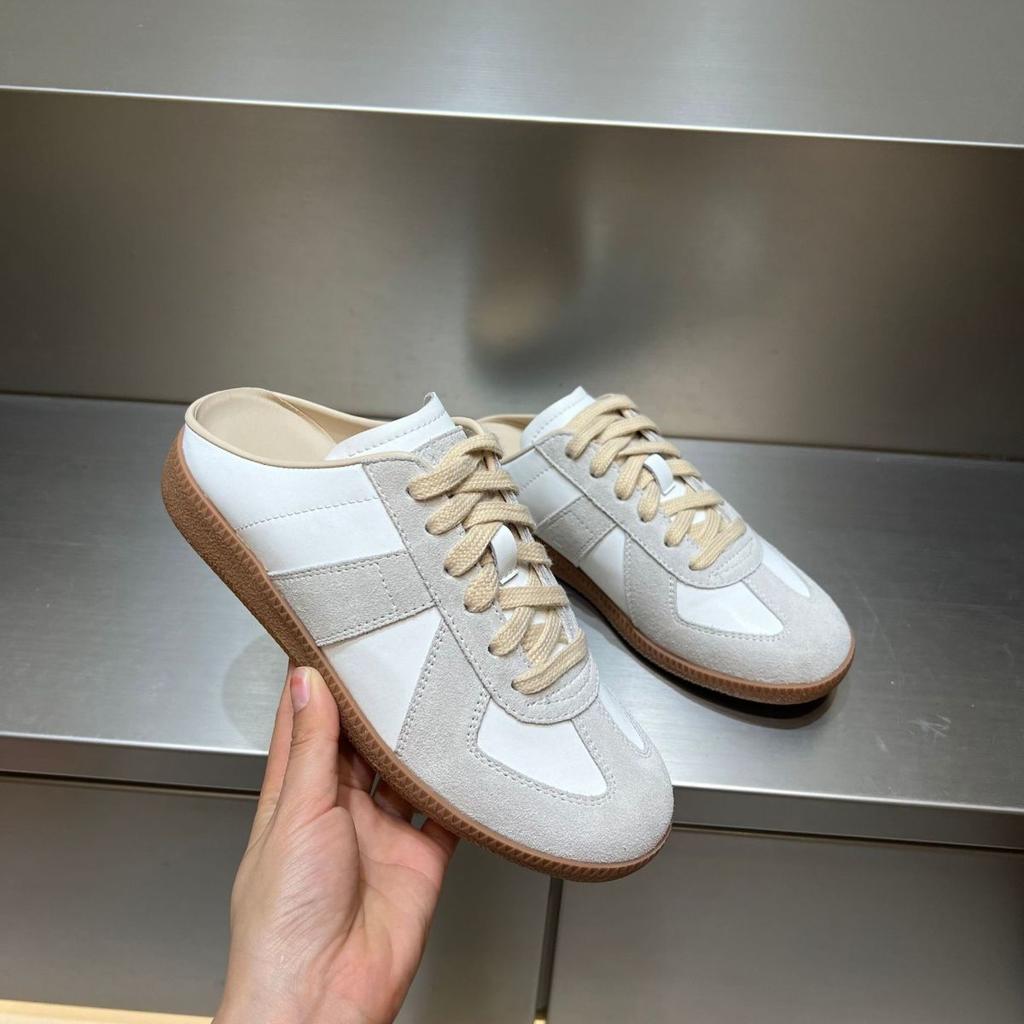Lace-up German Training Shoes Women's Platform Half-drag Casual Shoes 2025 Spring and Summer New Versatile Korean Version Matte Color Matching Women's