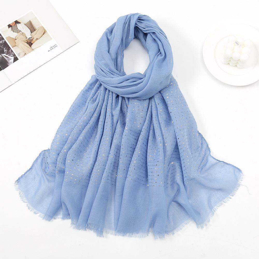 Autumn Winter New Candy Color Sequin Scarf Women Girls Rough Selvedge Scarves Soft Sunscreen Outdoor Shawl Female Wrap Shawls