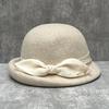 Wool Hat Women'S Season Top Hat Curled Dome Elegant Beret Playful Sweet Bow Basin Hat