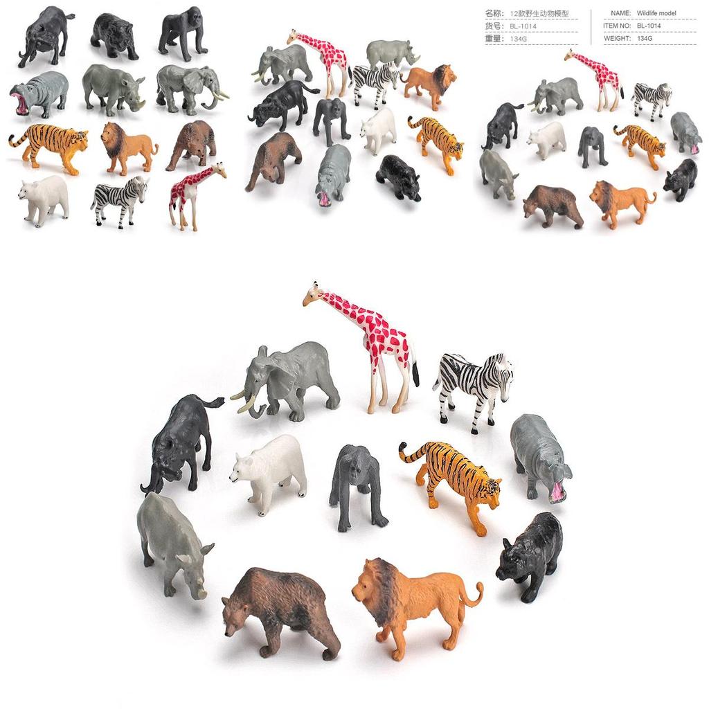 Realistic Pvc Forest Animal Figures Collection With Static Hippo Gorilla Rhino Wild Animals For Home Decor And Gift