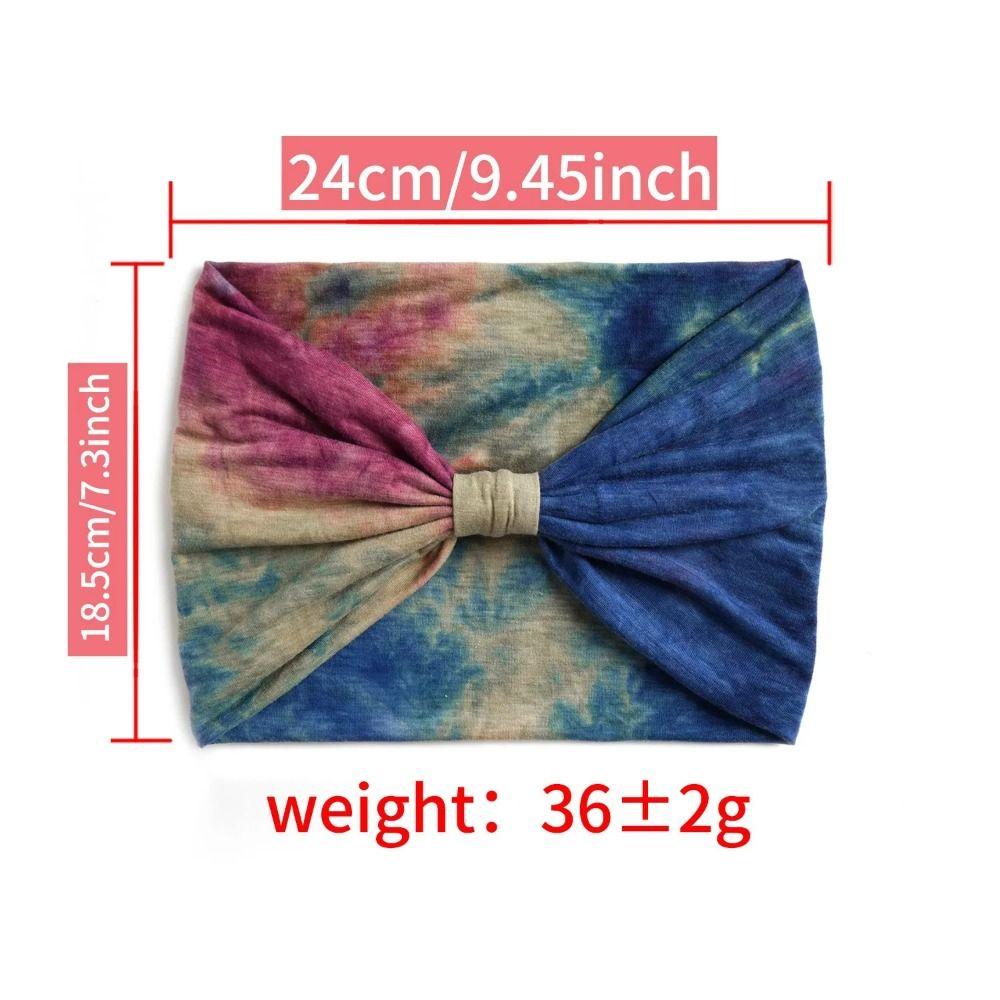 Colorful Tie Dye Headwrap Elastic Wide Headband Bowknot Turbans Cross Headband  Girls Ladies