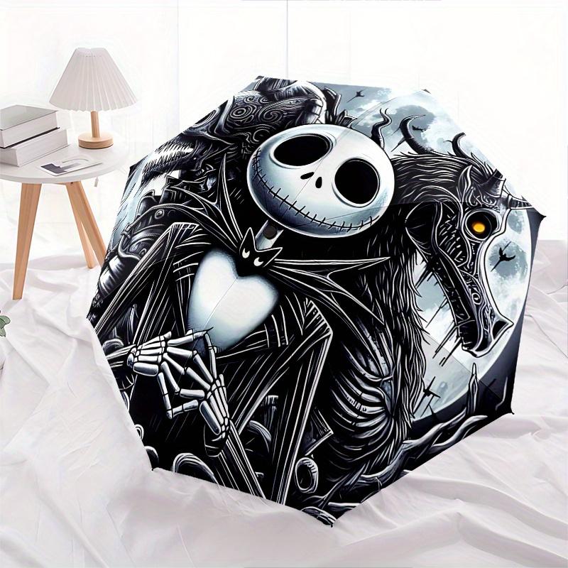 1 Automatisches Öffnen Jack Skellington, Albtraum vor Weihnachten Thema Bunter 8-Rippen Tragbarer Regenschirm für Männer und Frauen, Ein Kompakter Pendlerbegleiter