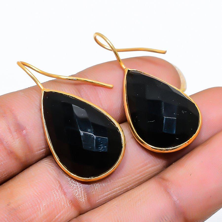 

Black Spinel Gemstone Handmade 925 Sterling Silver Jewelry Earring 1.46 GK-5263