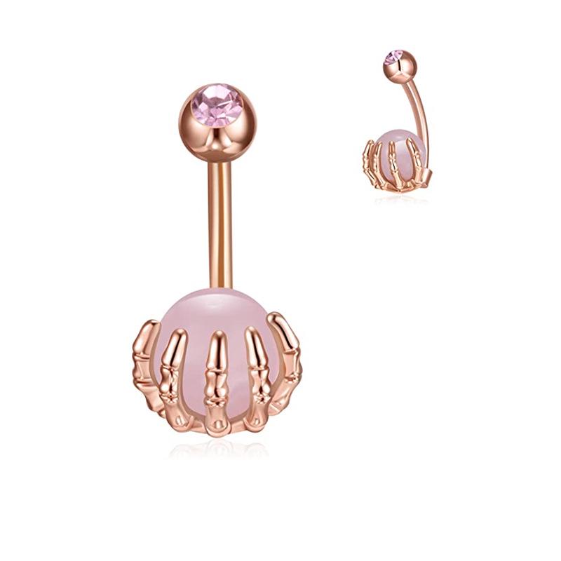 Multi-Color Turquoise Belly Button Ring with Skull and Ball Design