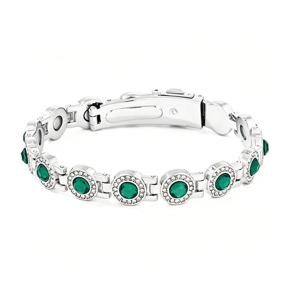 Bracciale Magnetico Eco-friendly Moda Europea & Americana con Pietra Rimovibile e Intarsi di Diamanti; Bracciale da Donna Regolabile in Lega.