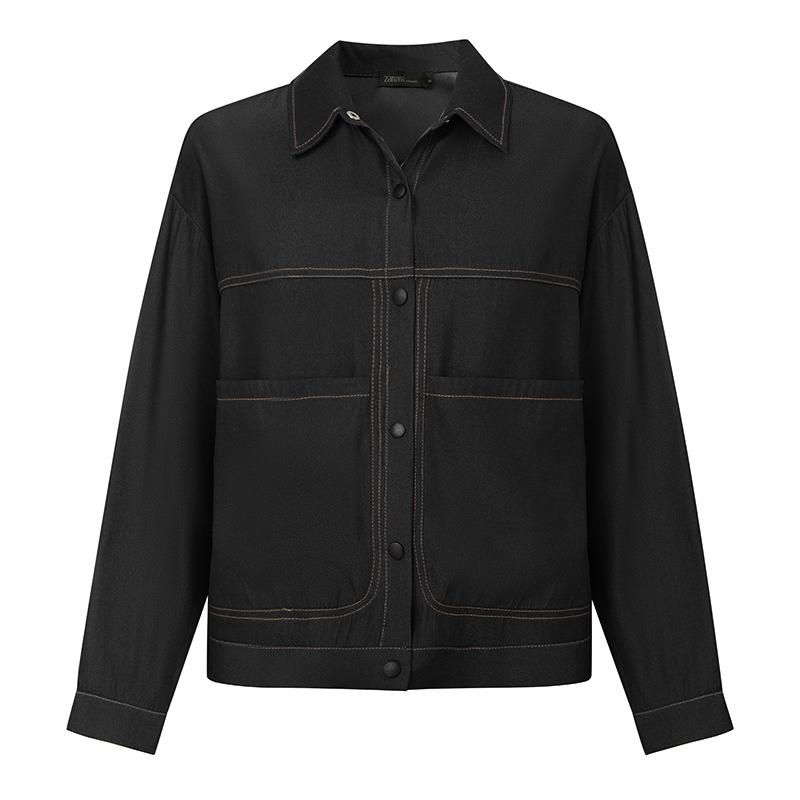 

ZANZEA Женская повседневная свободная блузка с отложным воротником и длинными рукавами 5XL чёрный