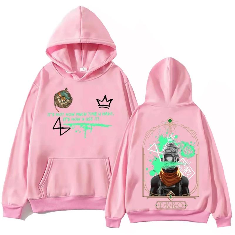 Moletom com capuz Anime Ekko-Arcane Harajuku Hip Hop Pullover Tops Moletom com capuz Música popular Fãs Presentes Moletons e moletons Masculinos