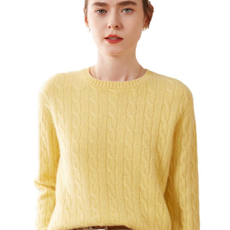 Women's Autumn/Winter Luxurious Loose Cable Knit 100% Cashmere Pullover Sweater