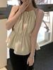 Korean Style Sleeveless Halter Top: Elegant, High-Waisted, Age-Reducing Summer Camisole for Women