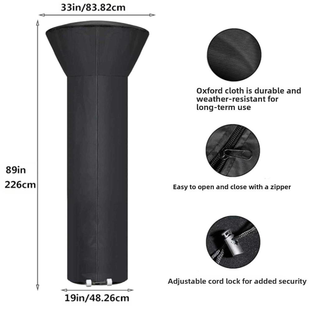 Patio Heater Cover with Zippered Design and Storage Bag Waterproof and Windproof for Outdoor Heater Protection