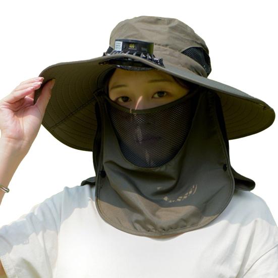 Fisherman Hat with Removable Fan Rotatable USB Fan Wide Brim Sun Hat UPF50+ Protection Adjustable Circumference Fishing Hat