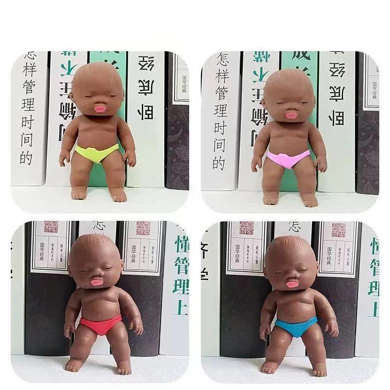 Funny White Black Doll Squishy Toys Simulation Baby Squeeze Fidget Toy Decompression Props Stress Relief Novelty Toy Gifts
