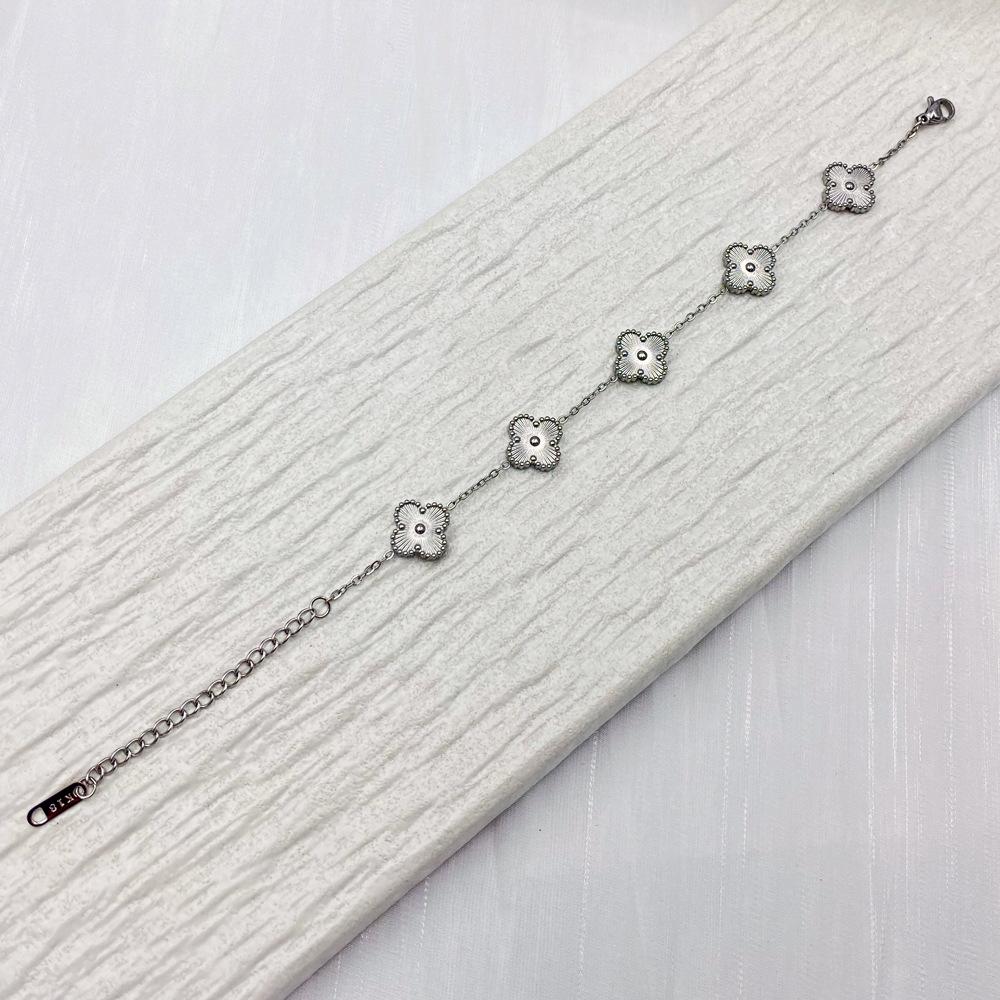 13MM Four Leaf Flower Bracelet Titanium Steel Clover Double Sided Bracelet No Color Loss Ladies Bracelet