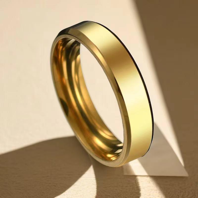 Gold-Plated Stainless Steel Titanium Ring for Women - High-End Blue Love Design