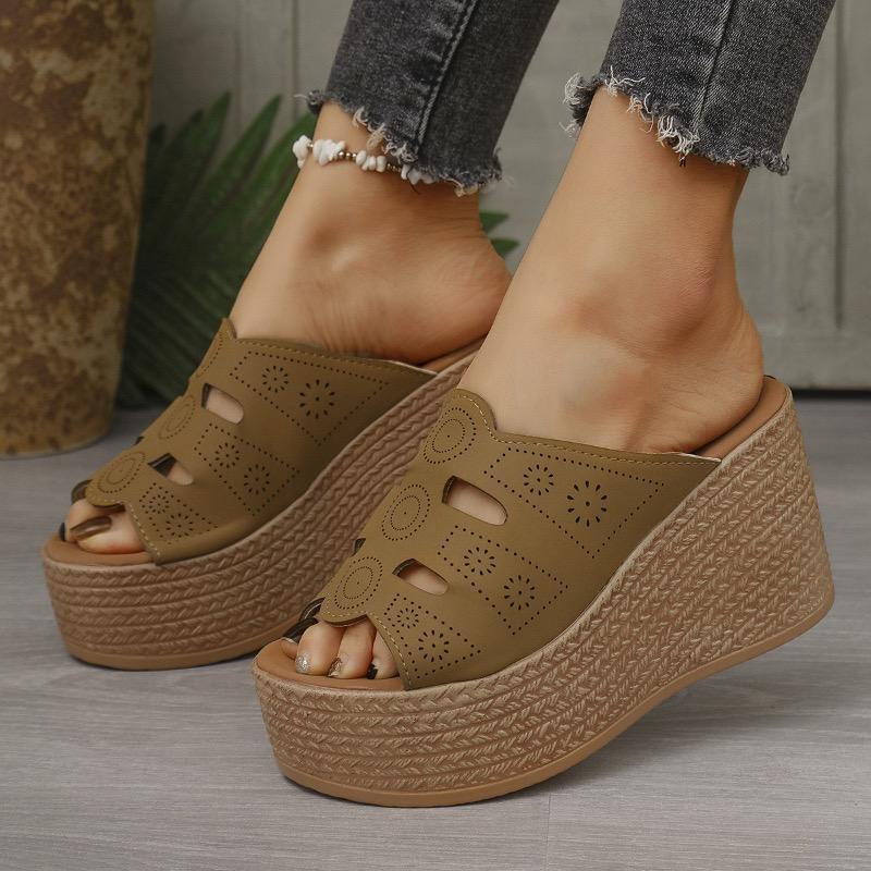 Fashion New Women's Slippers Summer Peep Toe Casual Sandals for Women High Heel Wedge Slipper Non Slip Platform Slippers Sandalias Mujer