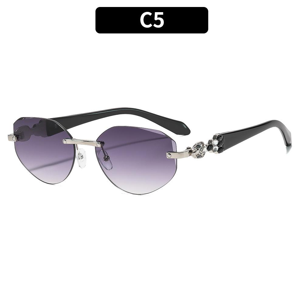 European and American frameless trimmed fashion polygon women's sunglasses personalized sunglasses street photography travel sunglasses